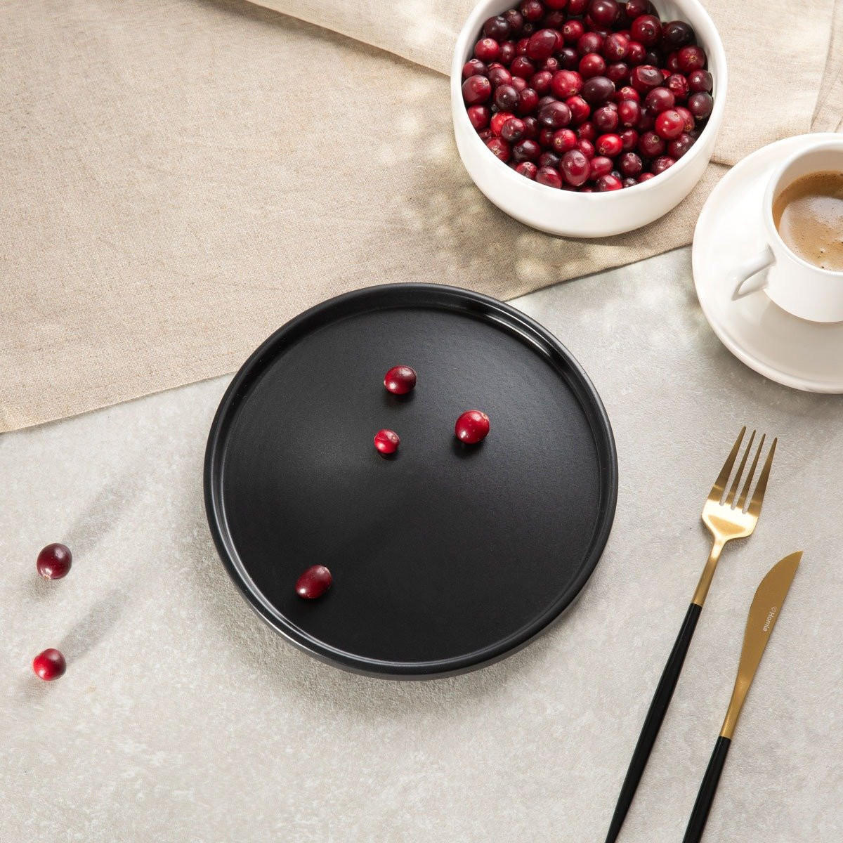 DESSERTTELLER Famelio schwarz 21 cm 6er-Set - Schwarz, Keramik (21cm) - Homla