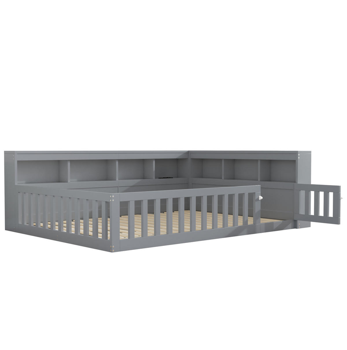 TAGESBETT 140/190 cm Grau aus Spanplatte und MDF mit Stauraum, Lattenrost und USB-Anschluss - Grau, Holzwerkstoff (140/200cm) - OKMYHOME