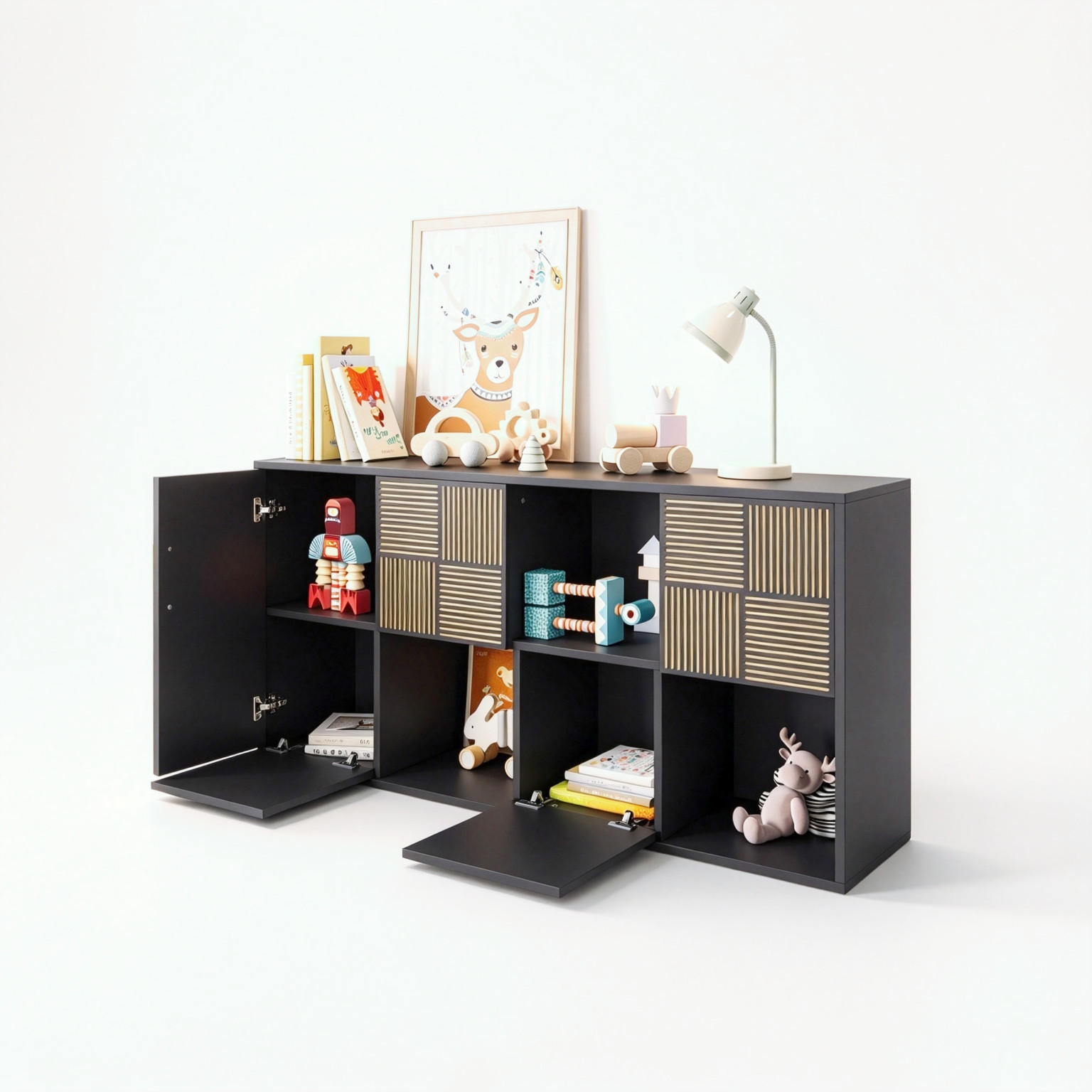 BursDany Kinderregal Schwarz 125x60x30 cm