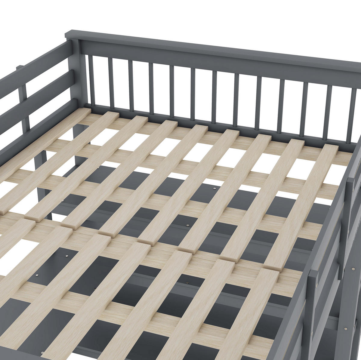 HOCHBETT 140/200 cm aus Kiefer und MDF mit Schreibtisch und Ablagefächern Grau - Grau, Holz (140/200cm) - Modenvie