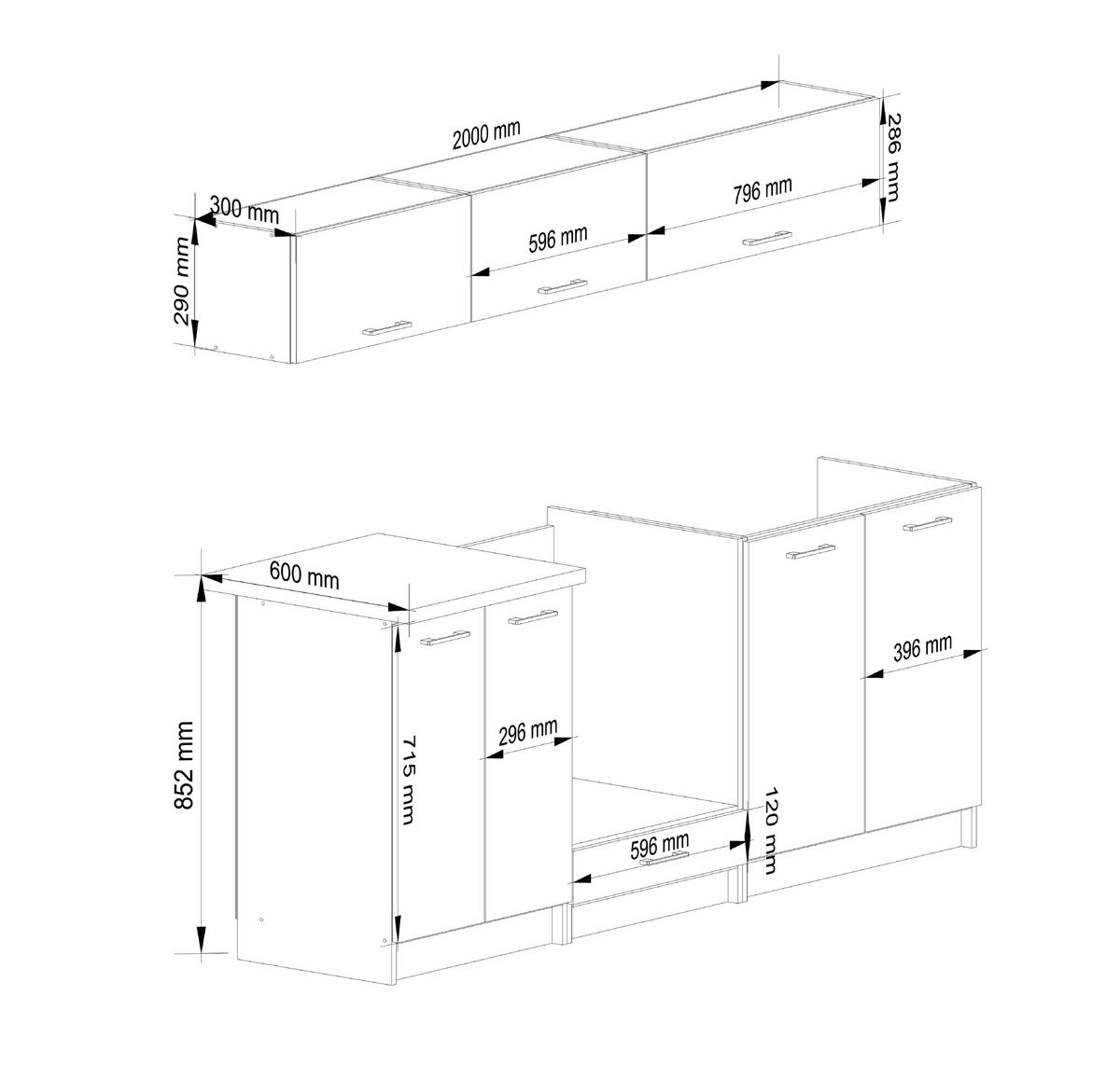 KUCHYŇSKÝ BLOK, bílý, beton 174/200/46 - bílá, kompozitní dřevo (200/174/46cm) - RAUMHIRSCH FURNITURE