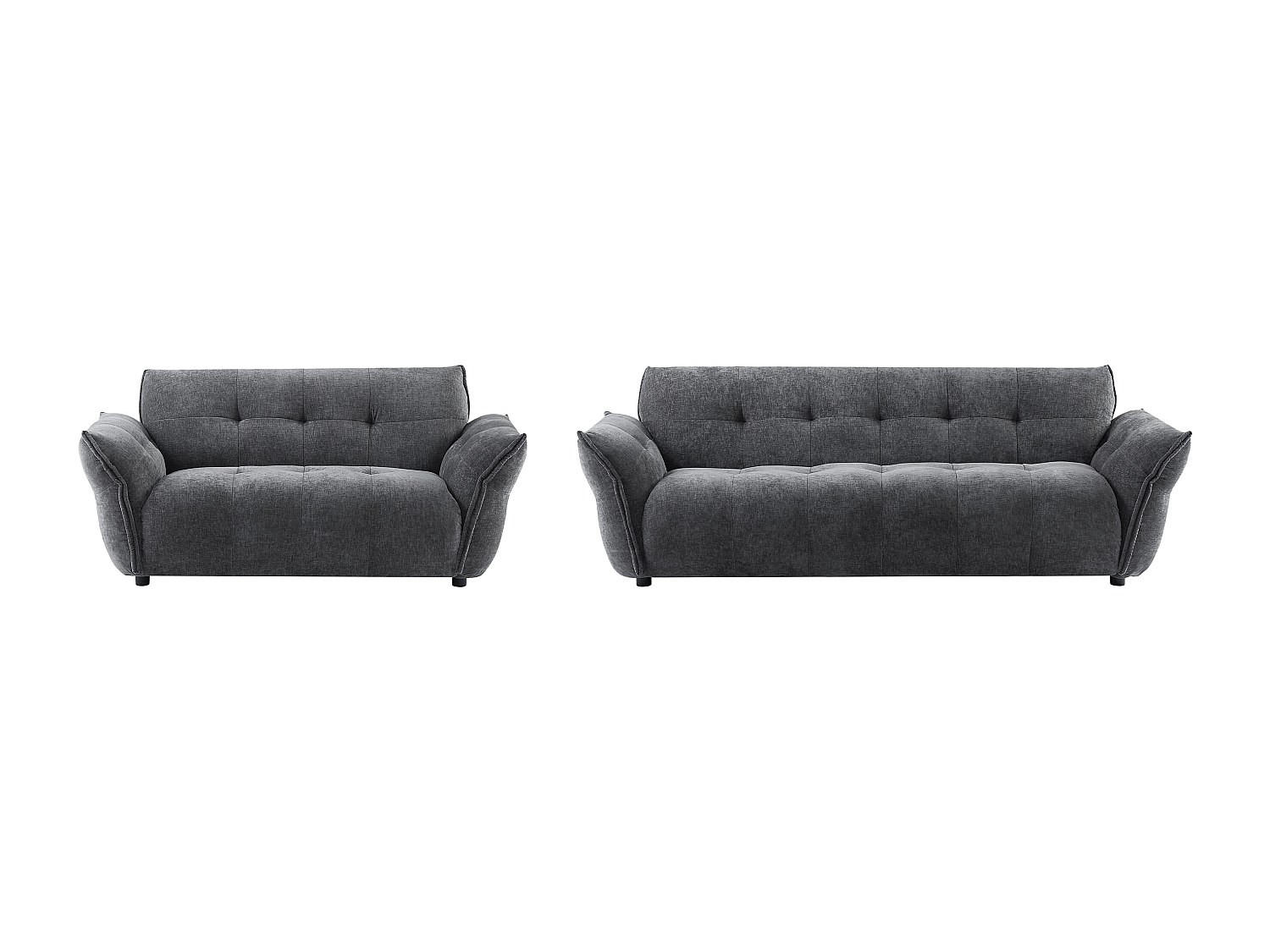 Vente-Unique Couchgarnitur Anthrazit 228x79x89 cm