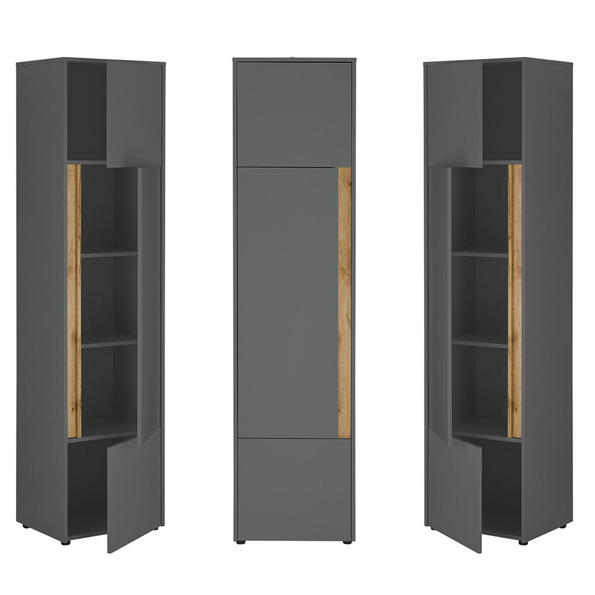 STAURAUMSCHRANK Crisp-61 - Anthrazit, Holzwerkstoff (70/200/40cm) - Lomado