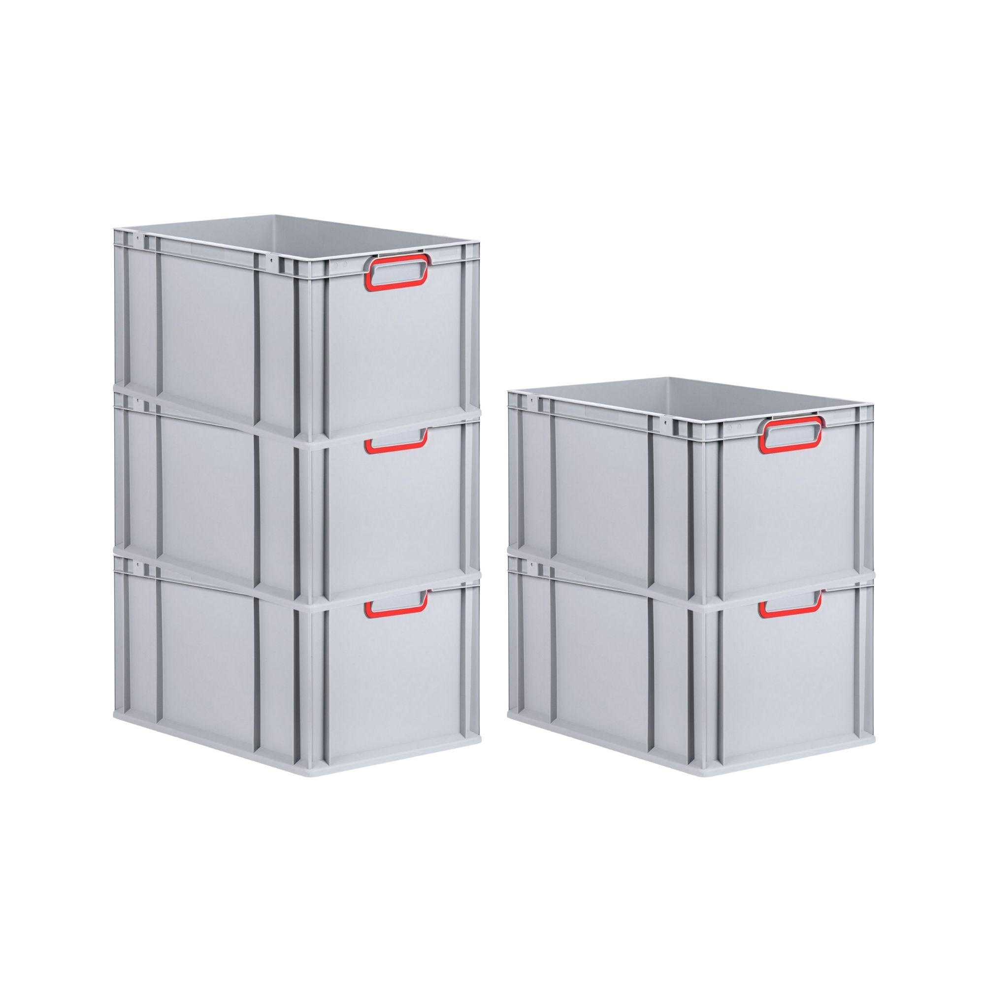 EUROBOX 5x Nextgen Color 32x40x60cm 65 Liter Griffe Rot Geschlossen - Rot, Kunststoff (40/32/60cm) - PROREGAL