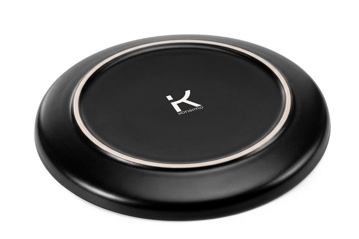 TAFELSERVICE VICTO Schüssel 6 Personen 18-tlg - Schwarz, Keramik (27/2/27cm) - KONSIMO®