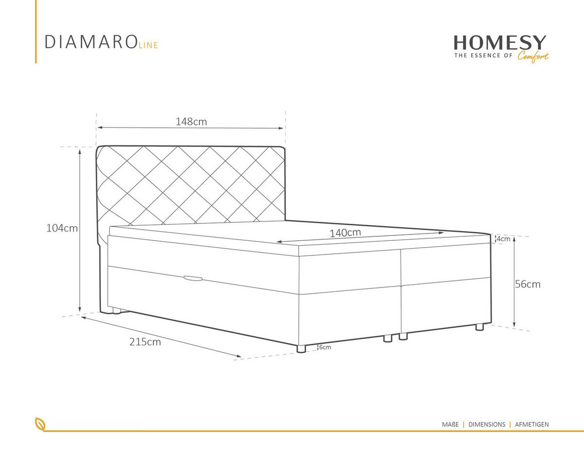 BOXBETT Diamaro 140x200 cm mit Bettkasten und Topper - Dunkelbeige - Beige, Holz (140/200cm) - Homesy