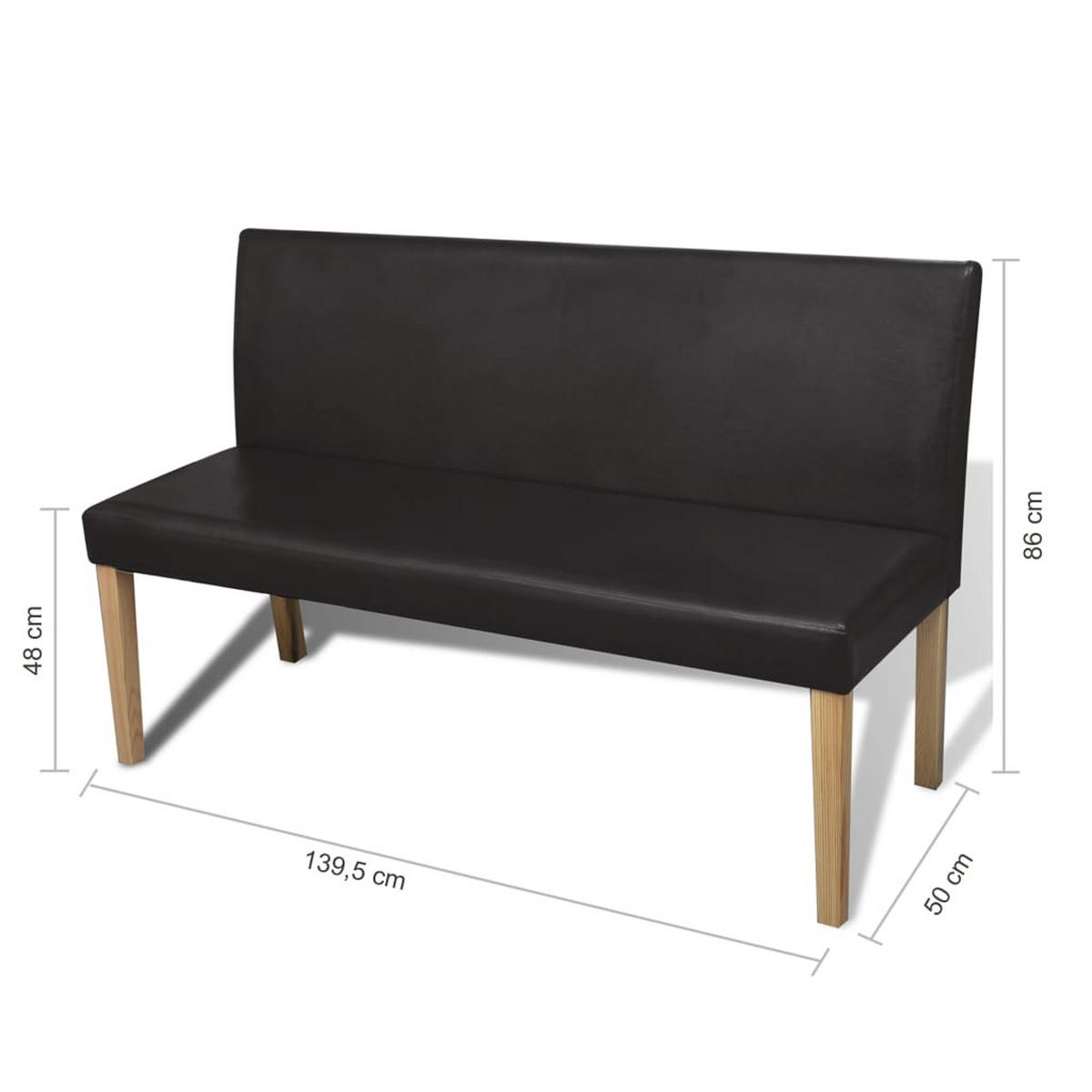 SITZBANK Phil 139,5 cm Dunkelbraun Kunstleder - Dunkelbraun, Leder (139.5/86/50cm) - DELUKE