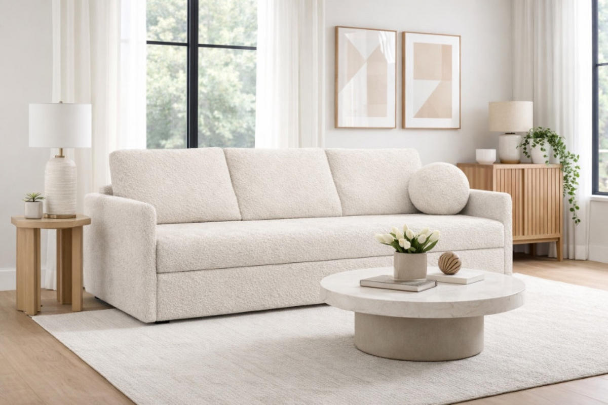 SOFA Hellbeige SISI Mit Schlaffunktion - Ecru/Beige, Textil (207/90/87cm) - Sepro Meble
