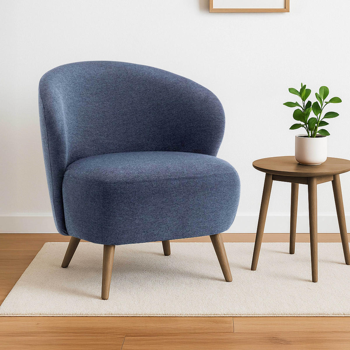 RELAXSESSEL, Dunkelblau - Blau, Textil (73/79/74cm) - Oviala