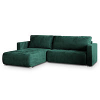 ROHOVÁ SEDAČKA TURIN tmavě zelená - šedá/tmavě zelená, dřevo/textil (265/183cm) - MASSENO