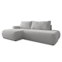 ECKSOFA NUVIRA CL L-S Hellgrau Samtstoff mit Schlaffunktion - Hellgrau, Holzwerkstoff/Textil (279/158cm) - MASSENO