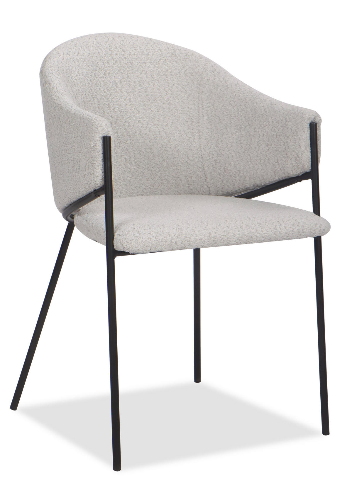 STUHL BUENO gespolsterter - hellgrau - Glamour Chenille - Hellgrau/Schwarz, Textil/Metall (55/83/56cm) - NEW HOME
