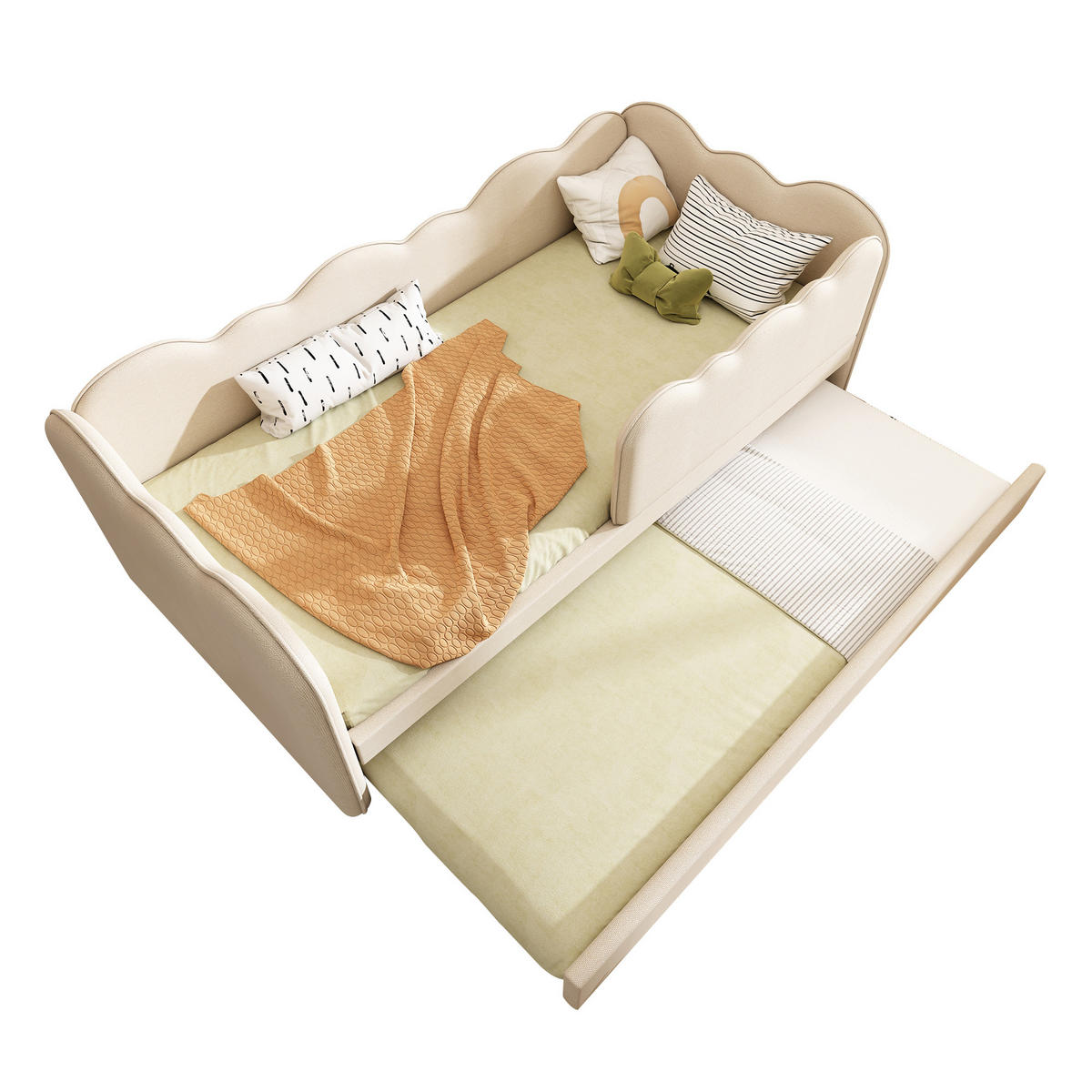 AUSZIEHBETT 90/190 cm DE-00663, in Beige, Tagesbett-Funktion und Lattenrost - Beige, Metall (90/190cm) - ComfortXL