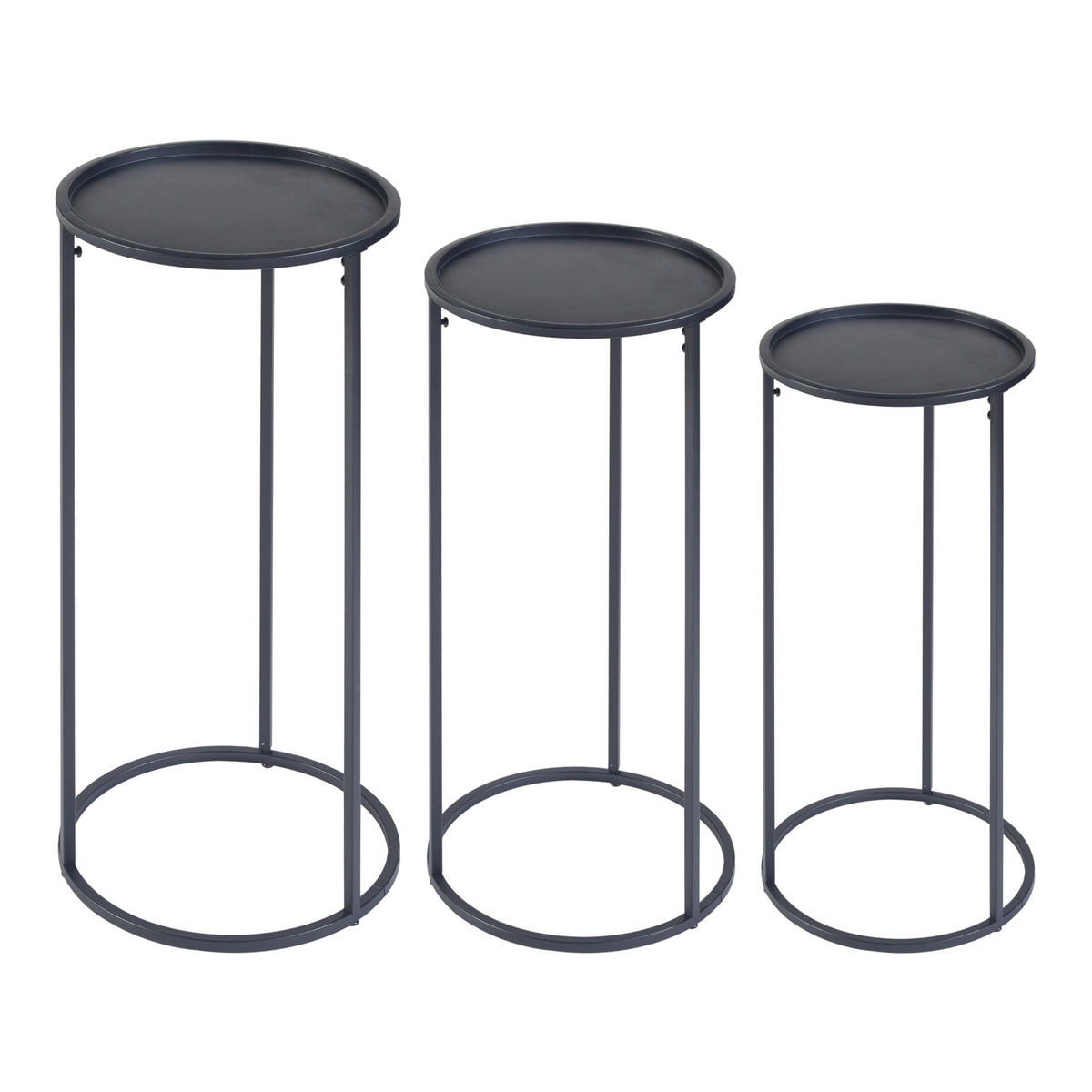 PFLANZENSTÄNDER-SET 3 TLG. Nesodden - Schwarz, Metall (32/32/70cm) - [en.casa]