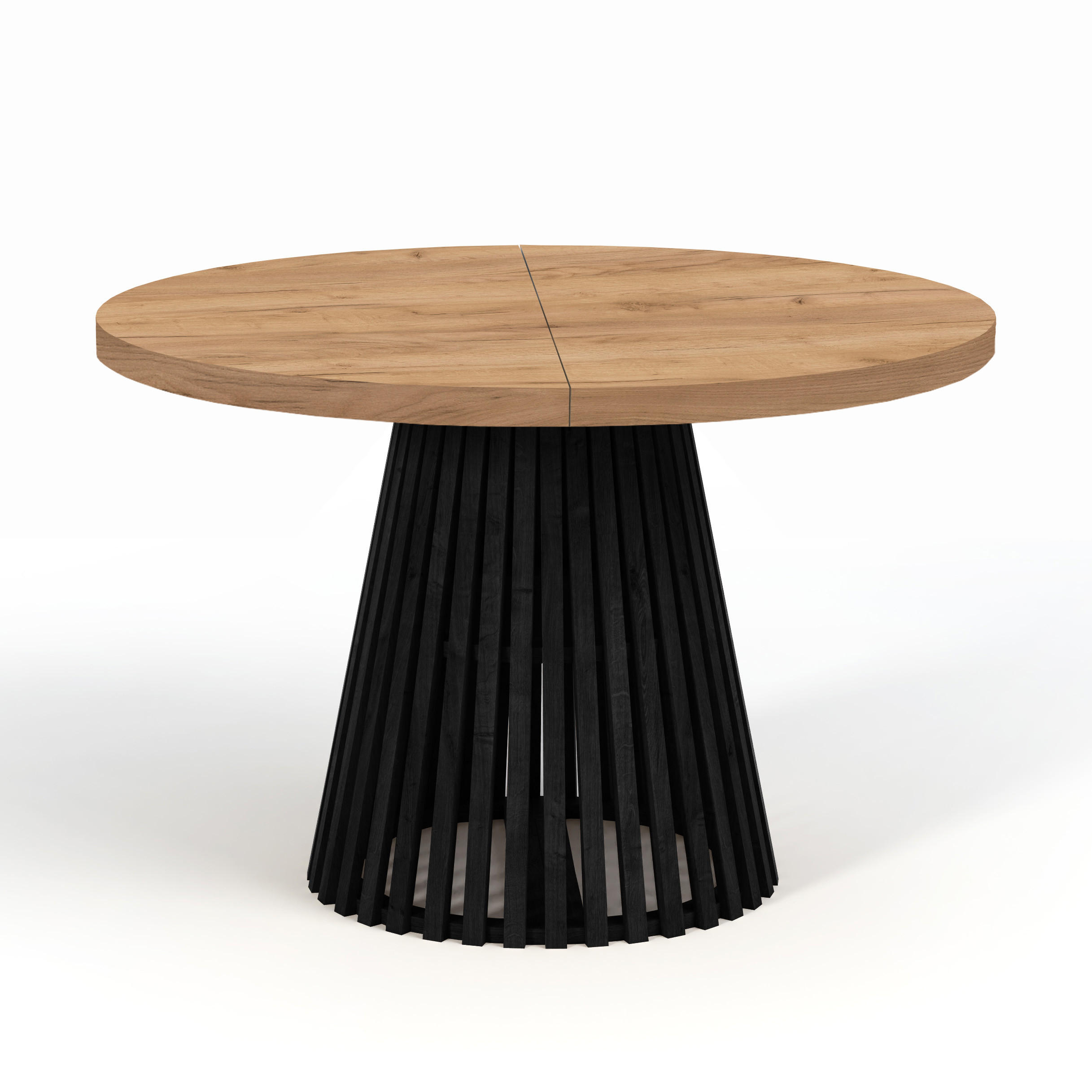 ESSTISCH runder ausziehbarer Tisch für Esszimmer DOVER 110 / 210 cm, Farbe: Eiche Craft Golden / Schwarz - Schwarz/Braun, Holz (210/110/77cm) - Dekori_Interiors