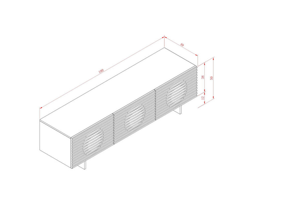 TV-LOWBOARD HUDSON Weiß 180x49x50 cm - Weiß, Holzwerkstoff (180/50/49cm) - FURNLUX
