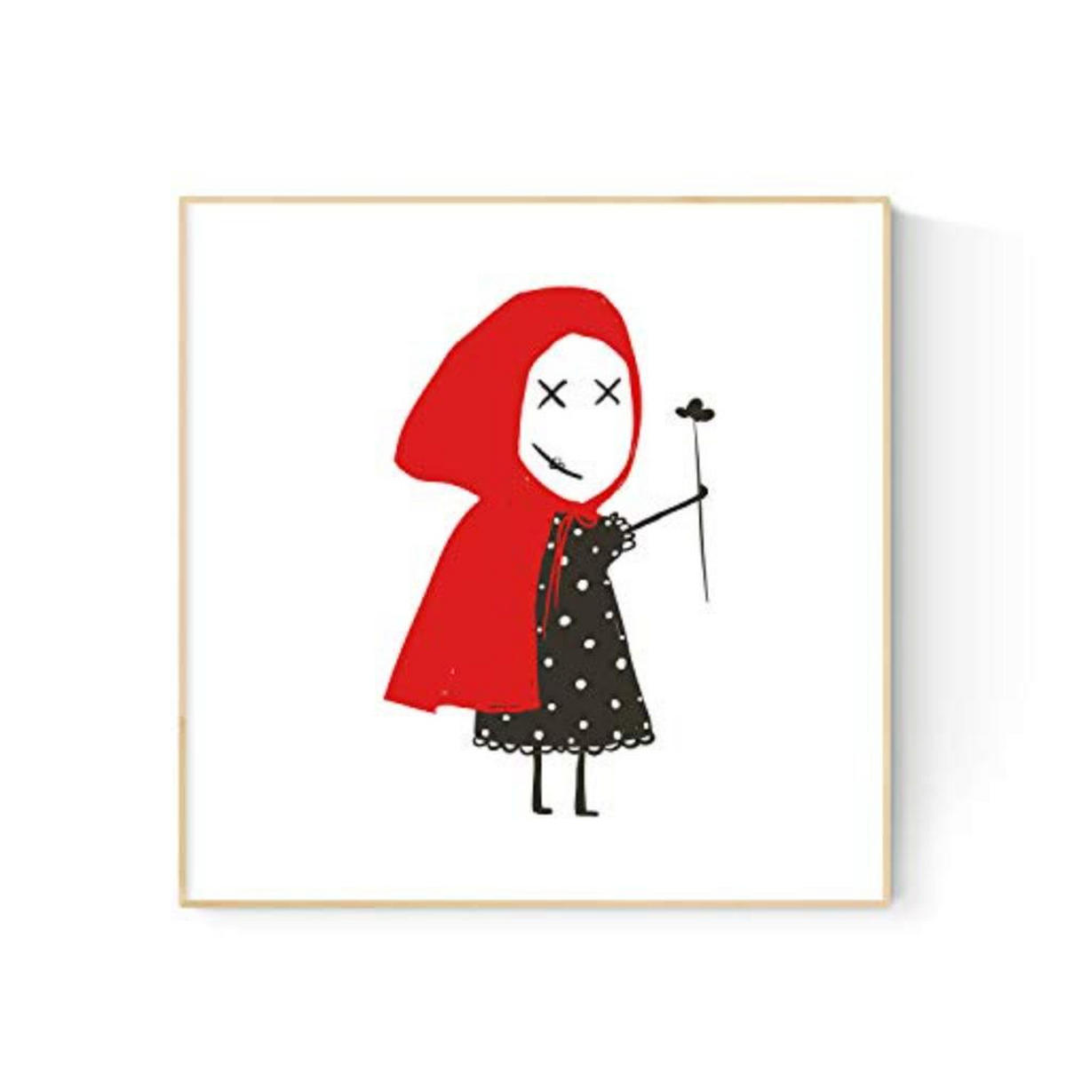 POSTER Set mit 4 Rotkäppchen 2 20x20cm Schwarzer Rahmen - Schwarz, Papier (20/3cm) - Nacnic