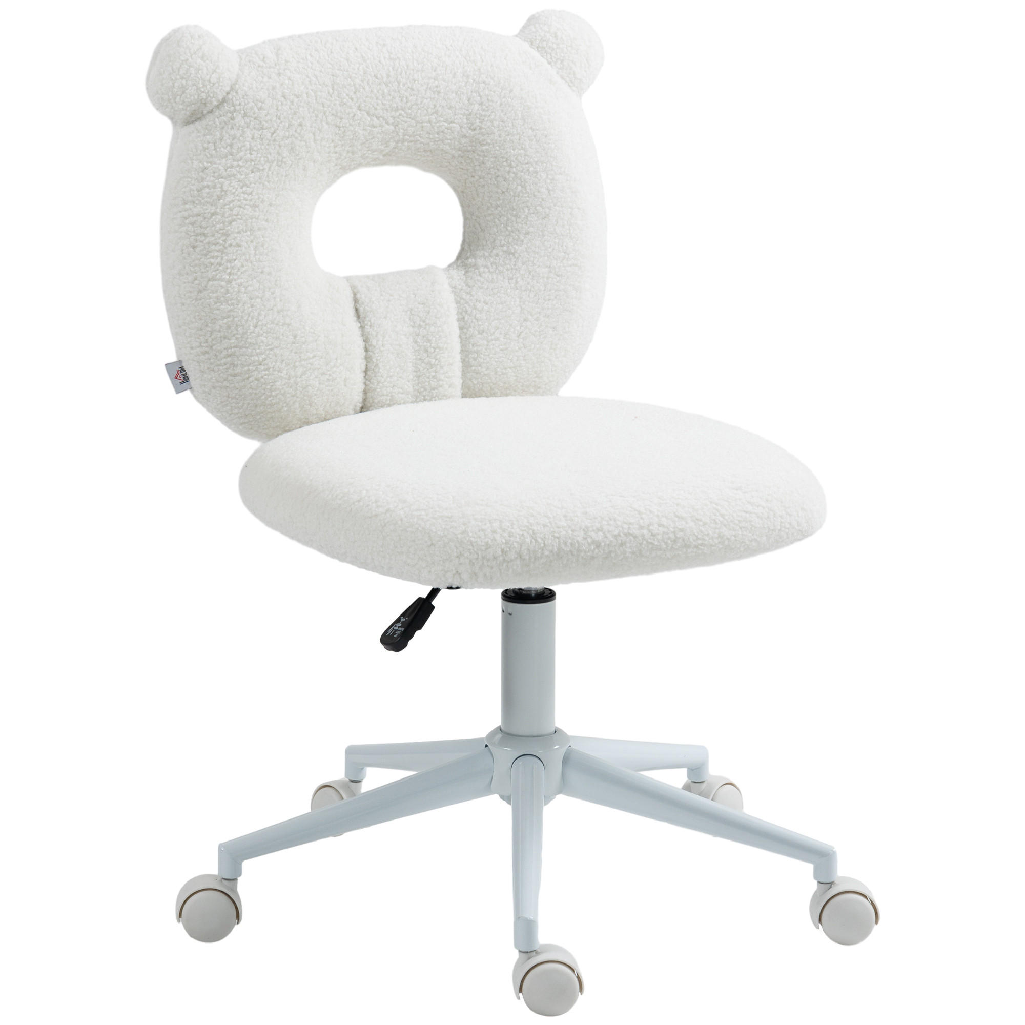 BÜROSTUHL Höhenverstellbarer Schreibtischstuhl Teddy-Vlies Drehstuhl Weiß - Weiß, Kunststoff (56/90/50cm) - HOMCOM