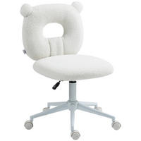 BÜROSTUHL Höhenverstellbarer Schreibtischstuhl Teddy-Vlies Drehstuhl Weiß - Weiß, Kunststoff (56/90/50cm) - HOMCOM