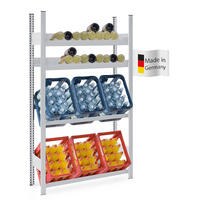 GETRÄNKEKISTEN- & WEINREGAL Chiemsee VINO 175x106x33,5cm 6 Kisten auf 2 Ebenen + 38 Flaschen auf 2 Ebenen Lichtgrau - Hellgrau, Metall (106/175/33.5cm) - PROREGAL