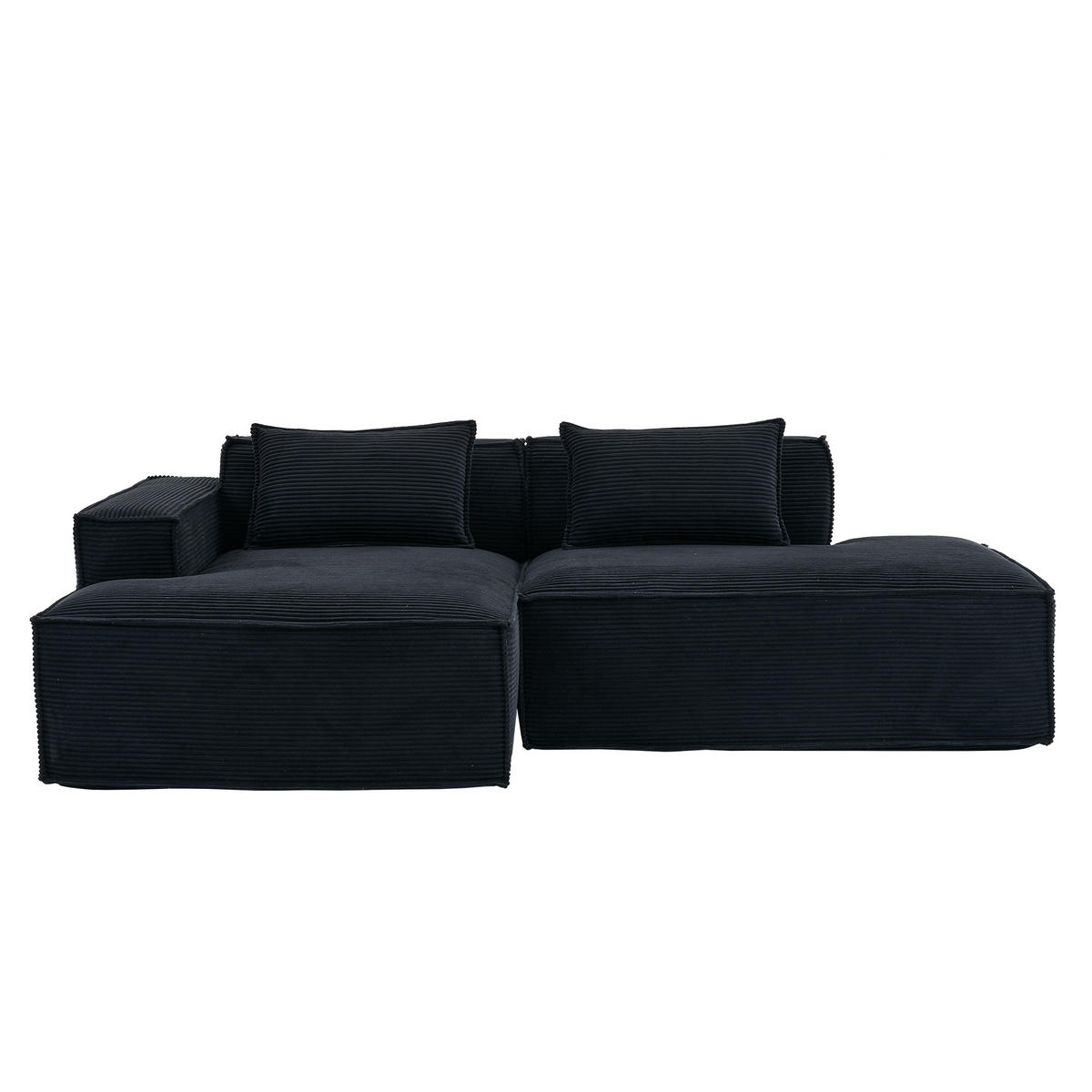 ECKSOFA 233/129/70 cm Schwarz mit zwei Kissen und Federtasche - Schwarz, Textil (235/129cm) - Oxeza
