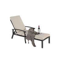 GARTENLIEGE 204/58/100 cm beige aus Aluminium mit Kissen - Beige, Metall (58/100/204cm) - OKWISH