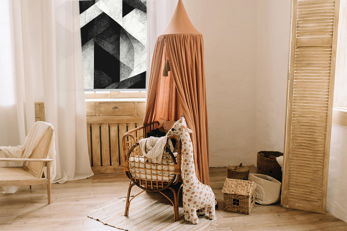 VNÚTORNÁ roleta - okenná roleta - roleta - 70x140 cm - Trojuholníky v abstrakcii - čierna, plast (70/140/0.5cm) - TULUP