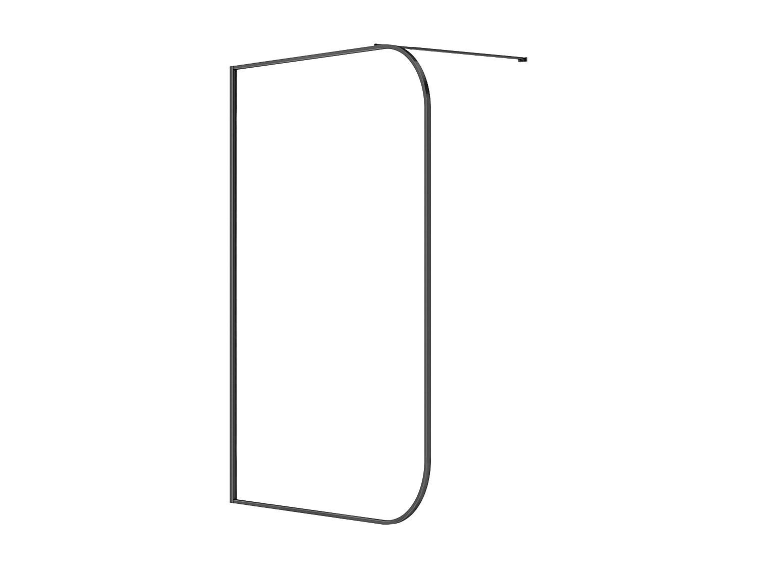 DUSCHWAND - 140cm x 0.6cm - Aluminium - schwarz - DOUYANO - Schwarz, Metall (140/200cm) - Vente-Unique