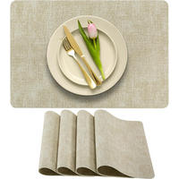 PLATZSET 4-teilig – 43 x 30 cm – Beige - Beige, Leder (43/30cm)