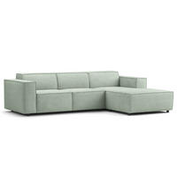 ECKSOFA mit Longchair - Schwarz/Mintgrün, Kunststoff/Textil (260/177cm) - home24