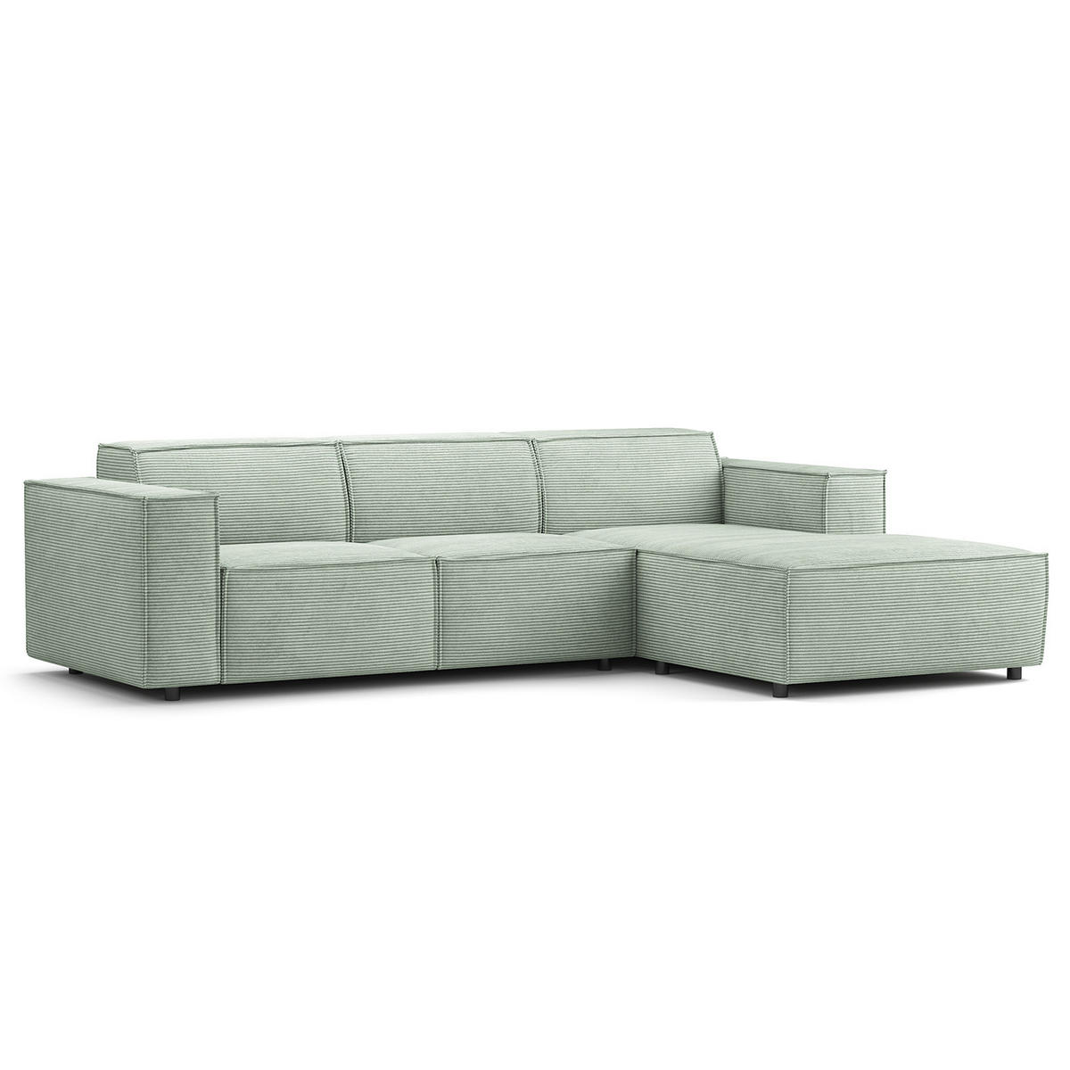 ECKSOFA mit Longchair - Schwarz/Mintgrün, Kunststoff/Textil (260/177cm) - home24