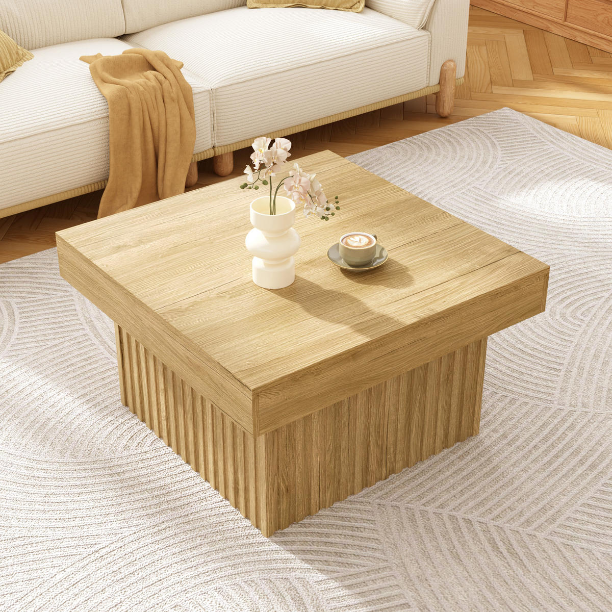 COUCHTISCH 79/79/46 cm mit PB Tischplatte mit MDF Basis - Naturfarben, Holzwerkstoff (79/79/46cm) - OKWISH