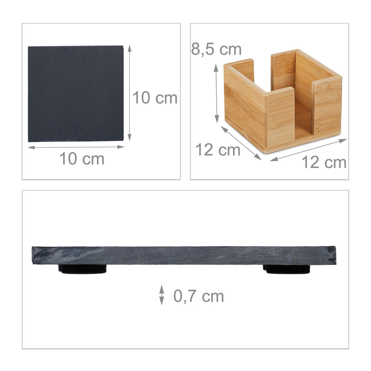 8XBRIDLICOVÉ podložky - viacfarebná, drevo/kameň (12/12cm) - Relaxdays