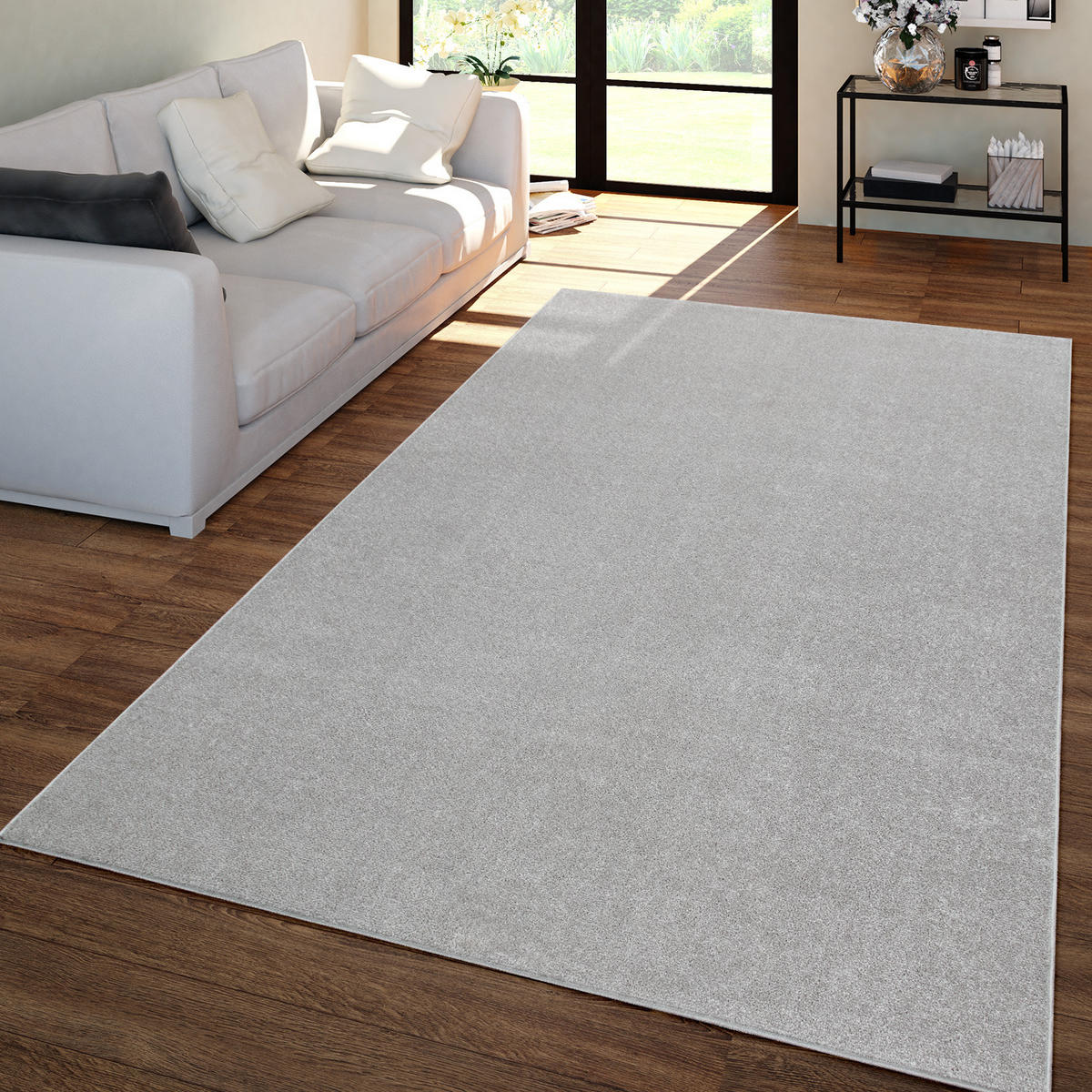 FLACHWEBETEPPICH Silberfarben 140 x 200 cm - Silberfarben, Kunststoff (140/200cm) - TT Home