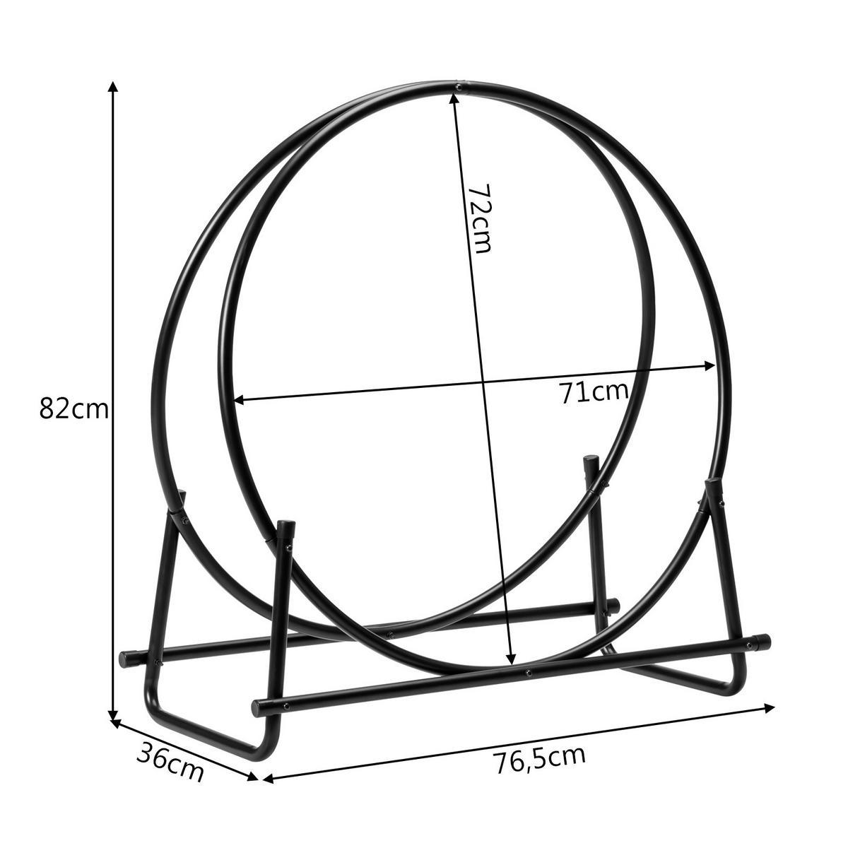 KAMINHOLZREGAL Schwarz - Schwarz, Metall (36/82/77cm) - COSTWAY