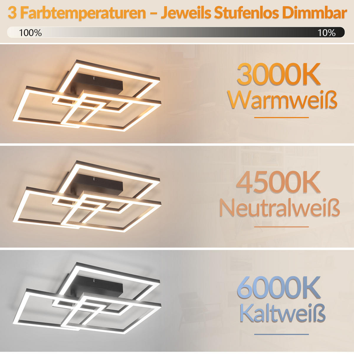 LED DECKENLEUCHTE Lysven 40/40/8.7 cm - Schwarz, Kunststoff (40/40/8.7cm) - ZMH