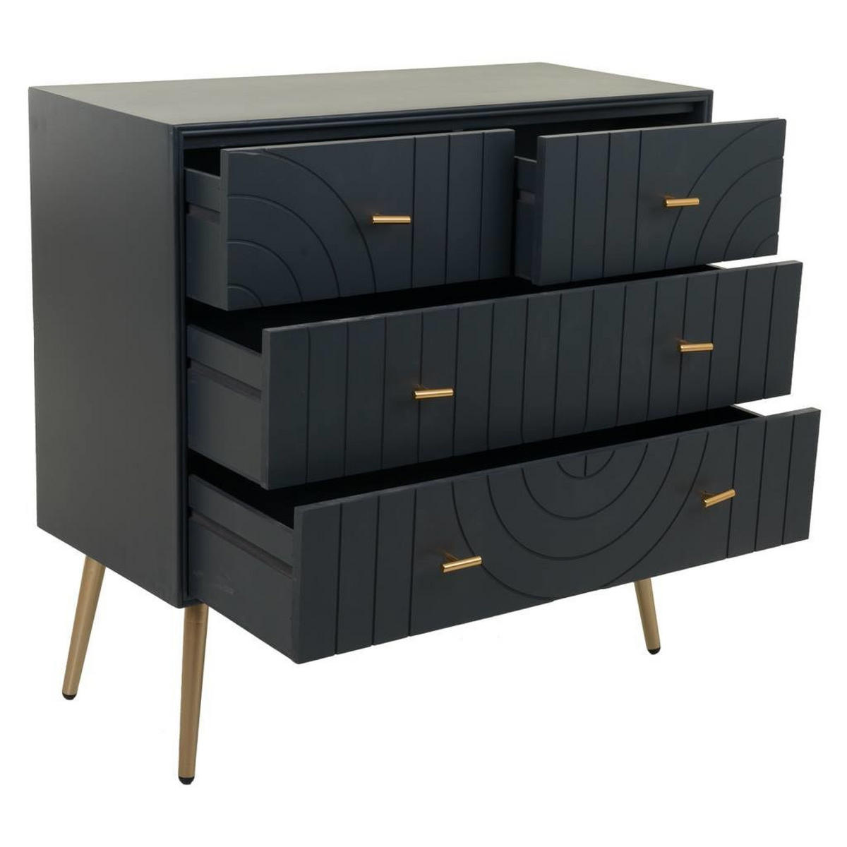 KOMMODE aus Holz und Metall, Schwarz 80x37x78 - Grau, Holzwerkstoff (80/37/78cm) - Wanderlust