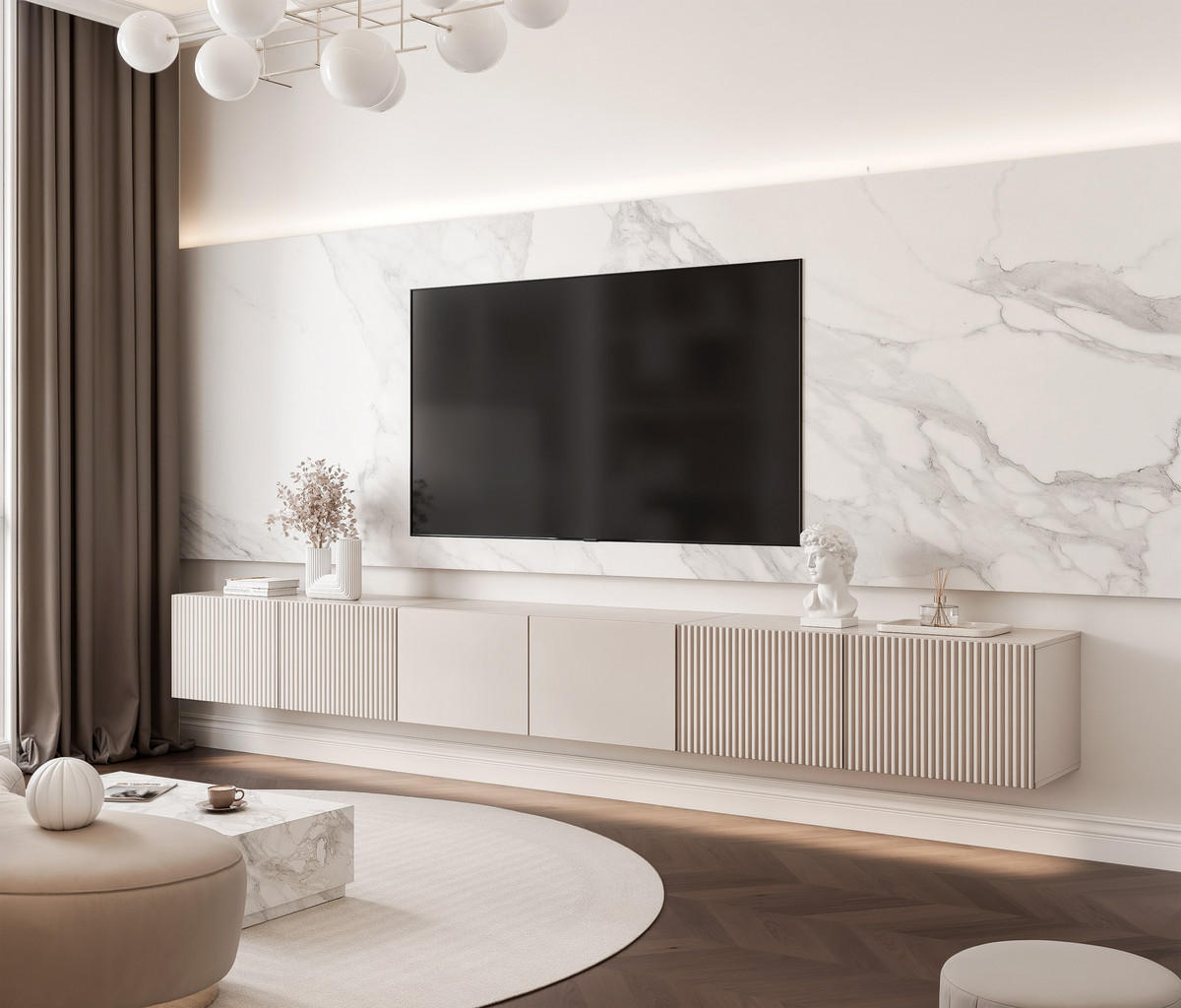 TV-LOWBOARD ANGEL mit LED-Beleuchtung, 300 cm Kaschmir - Kaschmir, Holzwerkstoff (300/36/40cm) - Idohome