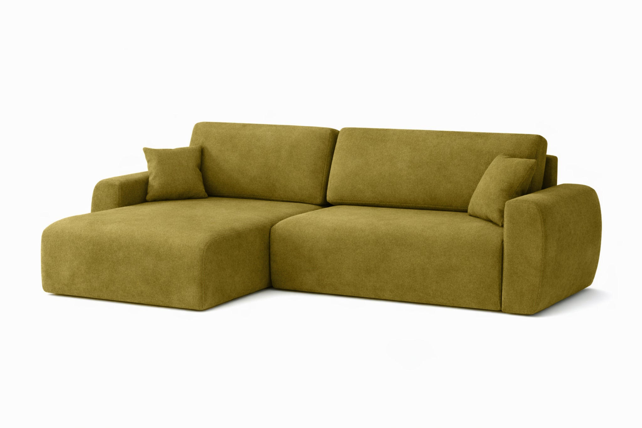 ECKSOFA Mit Schlaffunktion Ariel L, Velours, Stoff Salvador, Olive, Links - Olivgrün, Holz (250/142cm) - Kaiser Möbel