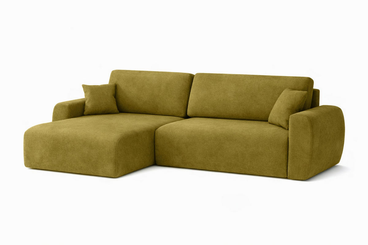 ECKSOFA Mit Schlaffunktion Ariel L, Velours, Stoff Salvador, Olive, Links - Olivgrün, Holz (250/142cm) - Kaiser Möbel