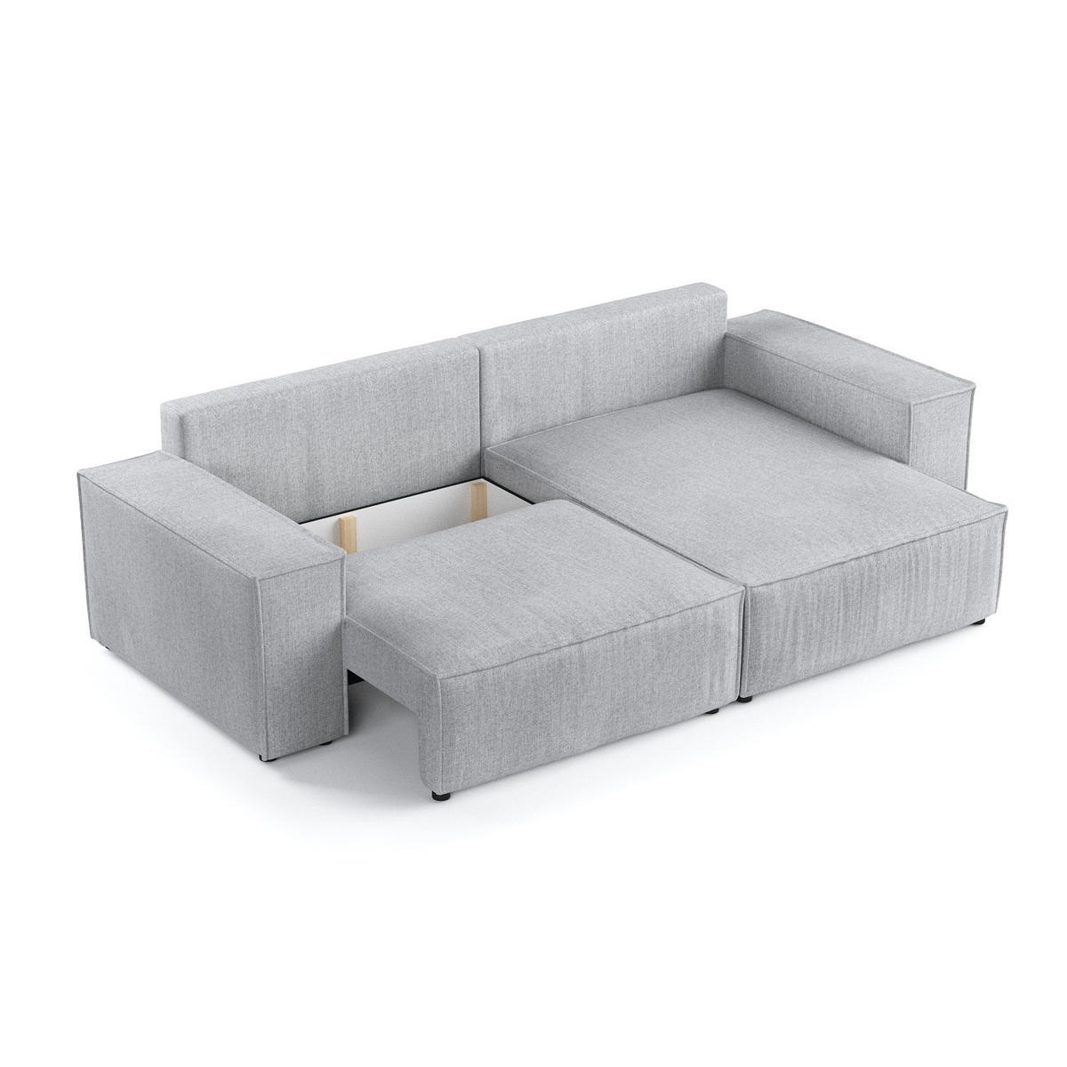 ROHOVÁ SEDAČKA CAVO, textil, Světle šedá - černá/světle šedá, dřevo/kompozitní dřevo (255/148cm) - AltaBeds