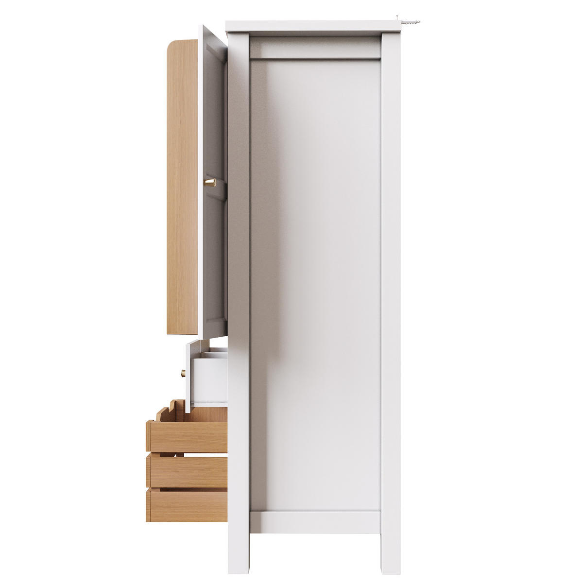 HIGHBOARD DE-38378 80/40/140 cm mit 2 Türen und 5 Schubladen Weiß - Weiß, Holzwerkstoff (80/140/40cm) - ComfortXL