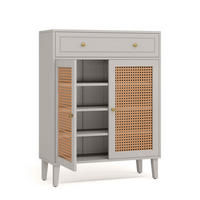 SCHUHSCHRANK Rattan Mintgrün mit Stauraum - Grau, Holz (80/111/40cm) - Kaket