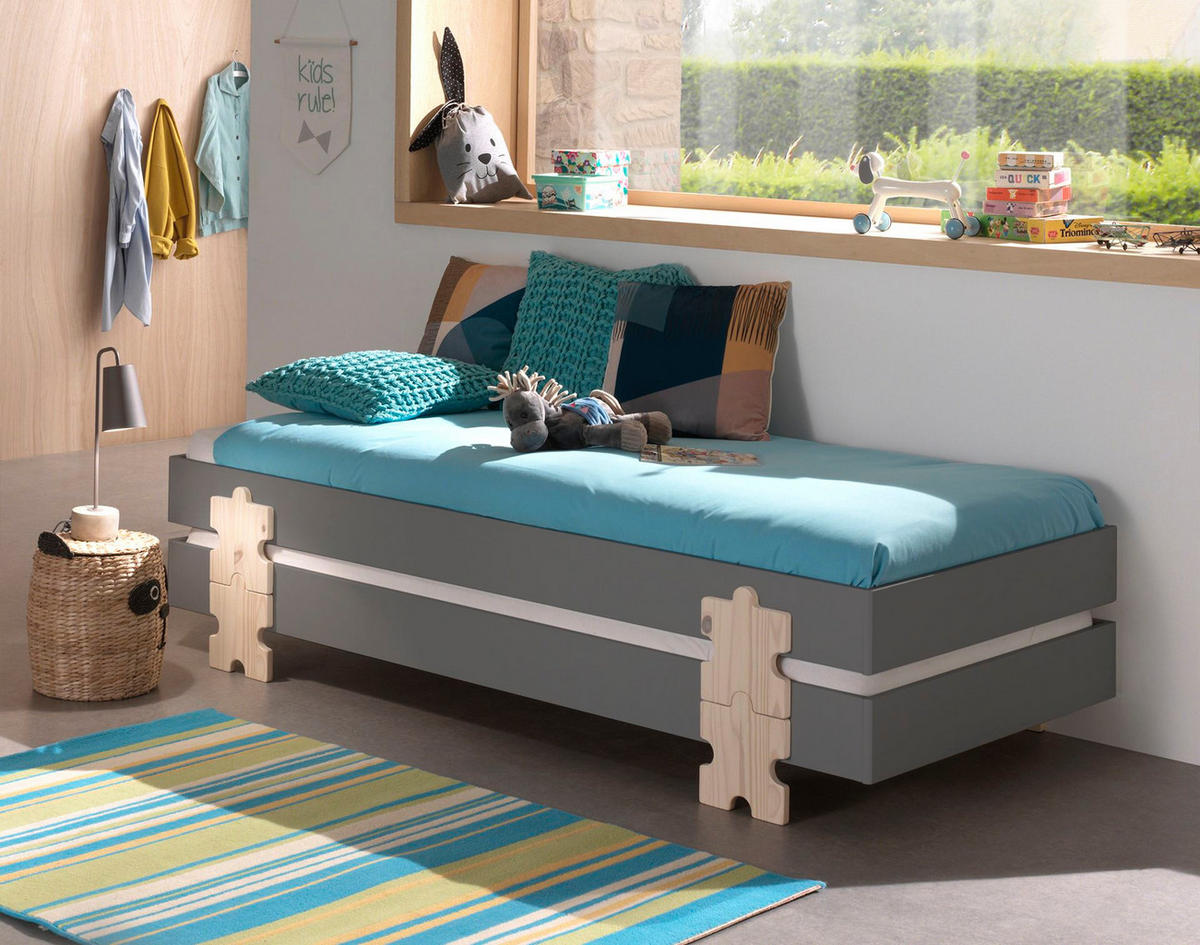 STAPELBETT (2er Set) Karlene 204x48x94 aus MDF in Grau - Grau, Holzwerkstoff (90/200cm) - 58aufmkessel