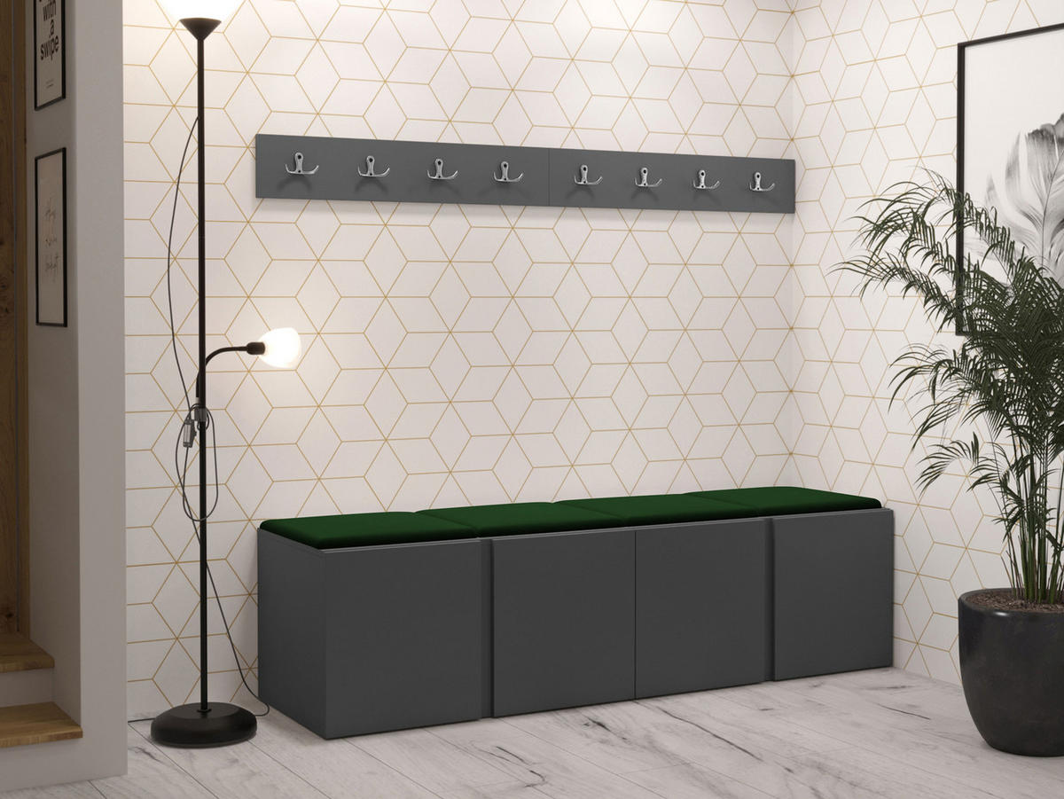 MOBILIER PENTRU HOL Orion VII - verde/grafit, material plastic/compozit lemnos (168/42/46cm) - MIRJAN24