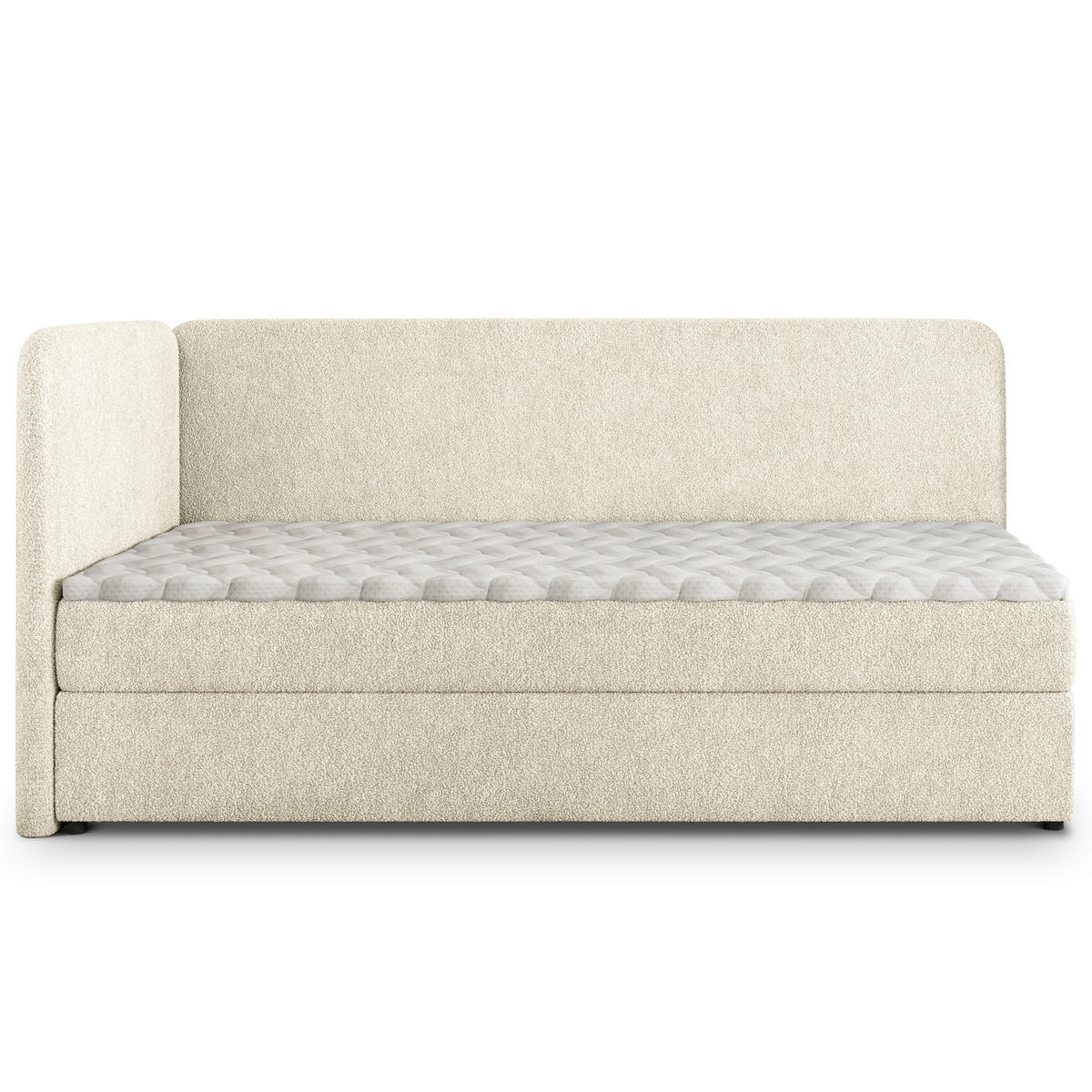 POSTEL BOXSPRING GINA 100x200 cm, s matrací a úložným prostorem, krémová - krémová, kompozitní dřevo/textil (100/200cm) - MASSENO