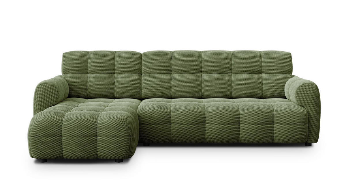 ECKSOFA MELLOW 4-Sitzer, olive - Schwarz/Grün, Holz/Textil (262/156cm) - Courtois Laville