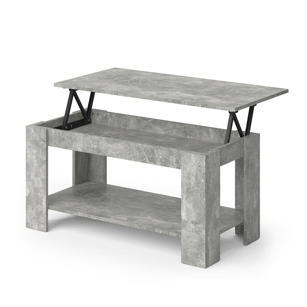 COUCHTISCH Lorenz Beton 100 x 50 cm mit Liftfunktion - Grau, Holzwerkstoff (50/100/50cm) - Vicco