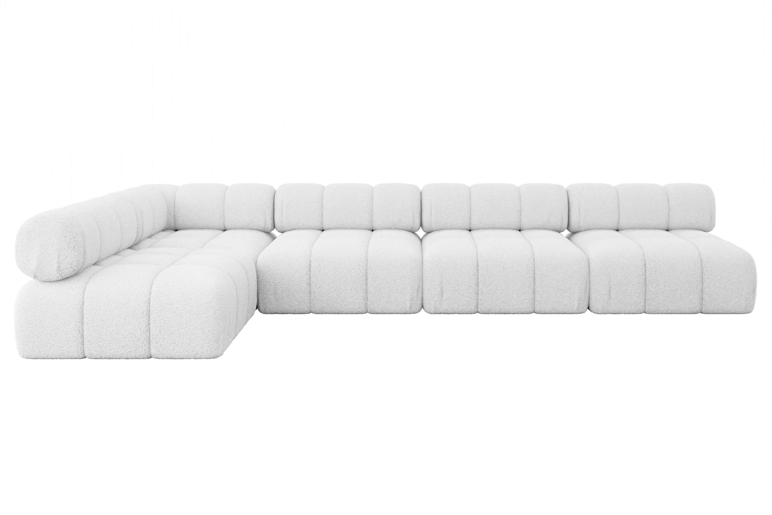 ECKSOFA modulares Sofa Samaro-L3 - 380x190x70 cm Weiß Bouclé - Weiß, Holzwerkstoff/Textil (380/190cm) - ALTDECOR