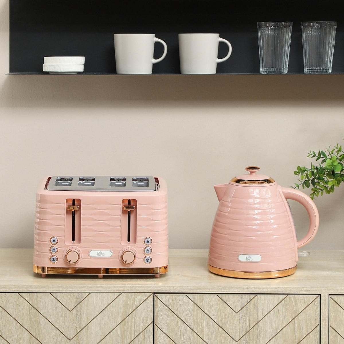 WASSERKOCHER-TOASTER SET 7 Bräunungsstufen Rosa - Pink, Kunststoff (19.5/23.2/24.1cm) - Rolipo